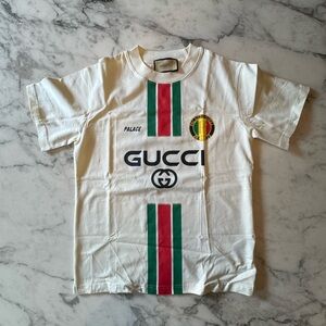 Gucci White Tee with Green and Red Stripes